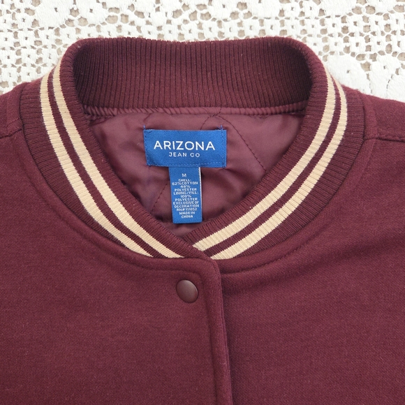 Arizona Jean Company Maroon and Tan Varsity Jacket Size M - Picture 6 of 7
